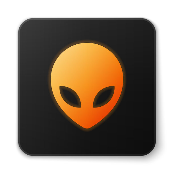 橙色发光的外星图标孤立在白色图片下载