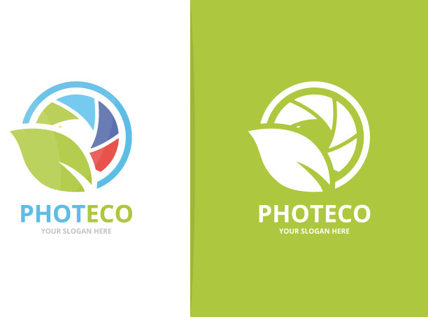 相机快门和叶子标志的组合图片下载