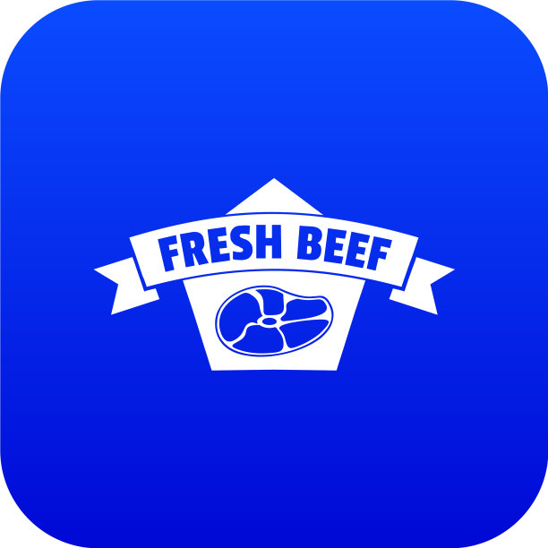 新鲜的生态牛肉图标蓝色图片下载