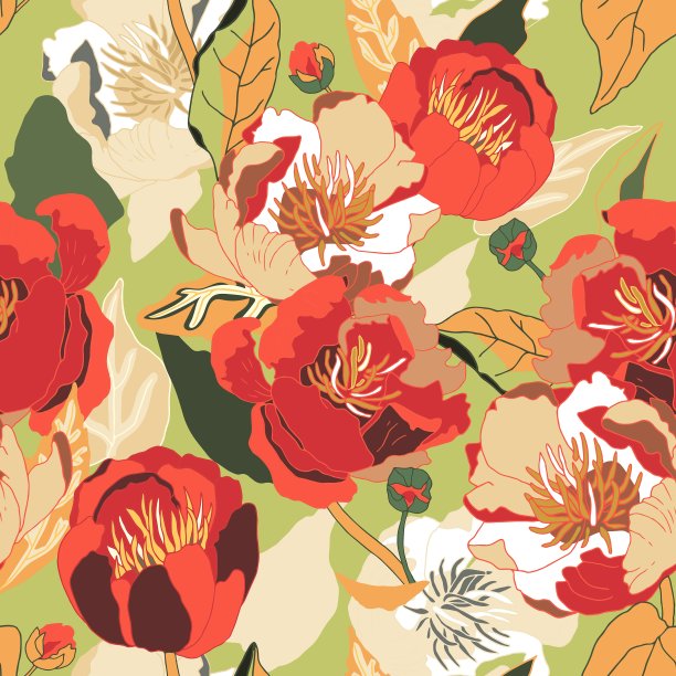 无缝隙花背景孤立的红花图片下载