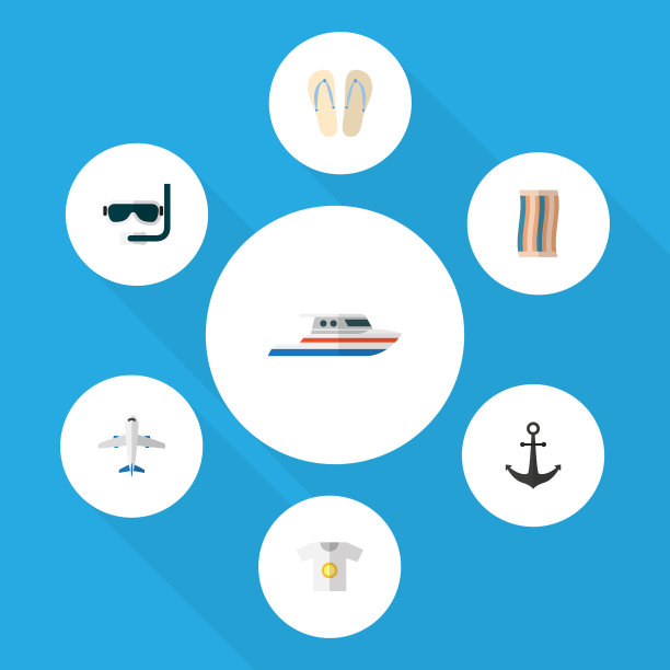 平底图标本季沙滩凉鞋船钩集图片下载