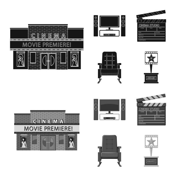 孤立的对象电视和电影的图标图片下载