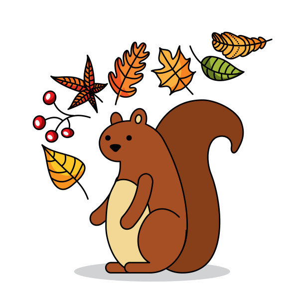 秋松鼠橡子动物的季节图片下载