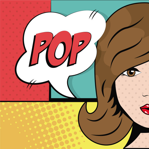 女孩黑发的流行泡泡演讲流行艺术图片下载