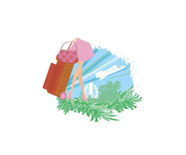 带着行李的旅行女郎图片下载