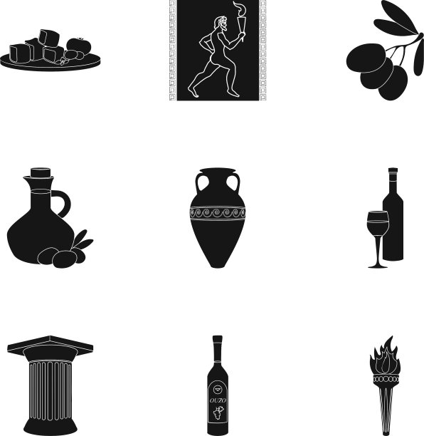 希腊集图标黑色风格大收集图片下载