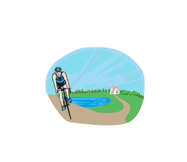 骑自行车的人在田野景观图片下载