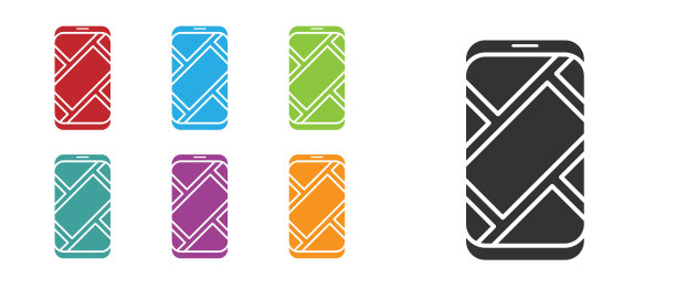 黑色信息图的城市地图导航图标孤立在白色背景。手机应用界面概念设计。Geolacation概念。设置图标丰富多彩。矢量图图片下载