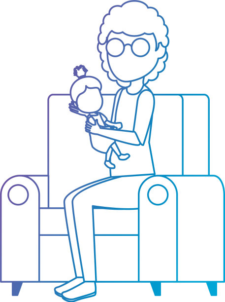 可爱的奶奶和孙女在沙发上图片下载