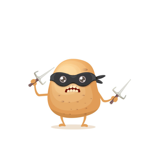 卡通忍者土豆人物与黑色图片下载