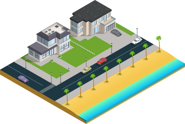 郊区住宅等距构成图片下载