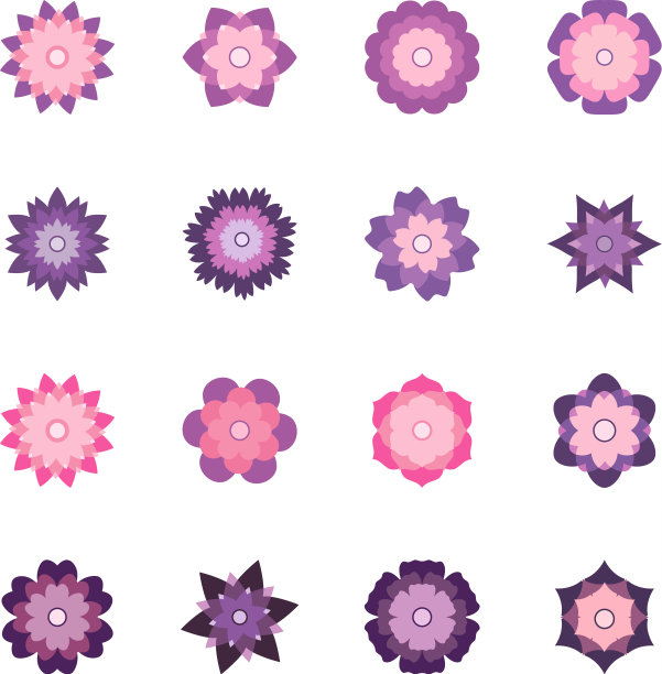 彩色花朵套装图片下载