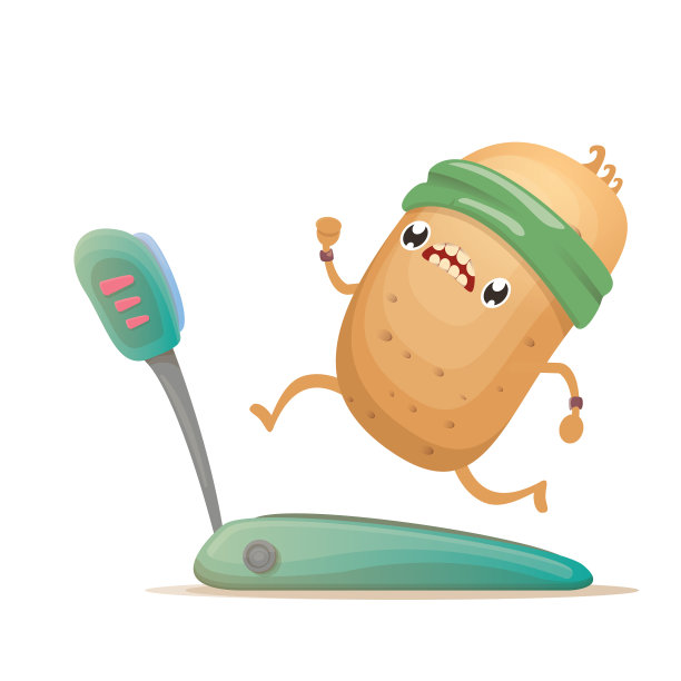 卡通时髦的土豆人物跑步或慢跑图片下载