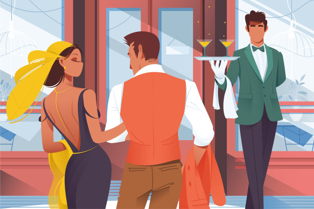 扁平的年轻男女夫妇进入前图片下载