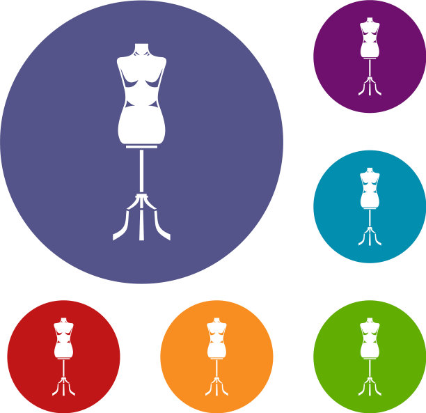 缝纫人体模型图标集图片下载