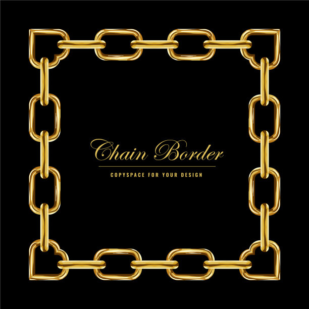 金链方形边框框架矩形边框图片下载