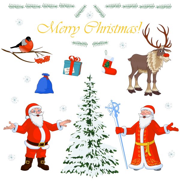 一套圣诞人物圣诞老人和他的图片下载