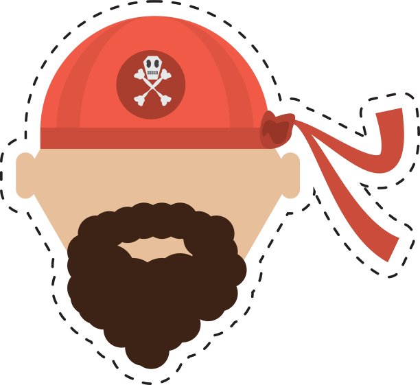 海盗红头巾海盗骨剪线图片下载