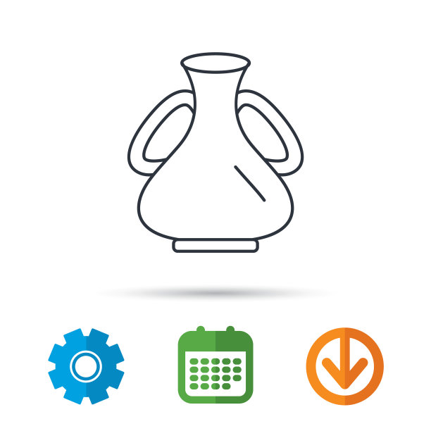 花瓶图标装饰古董双耳罐标志图片下载