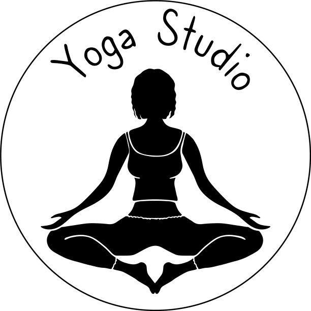 瑜伽馆女孩莲花姿势的标志图片下载