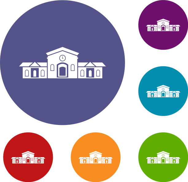 火车站建筑图标集图片下载