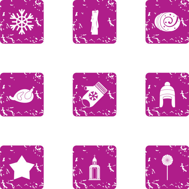 冬季神秘图标设置垃圾摇滚风格图片下载