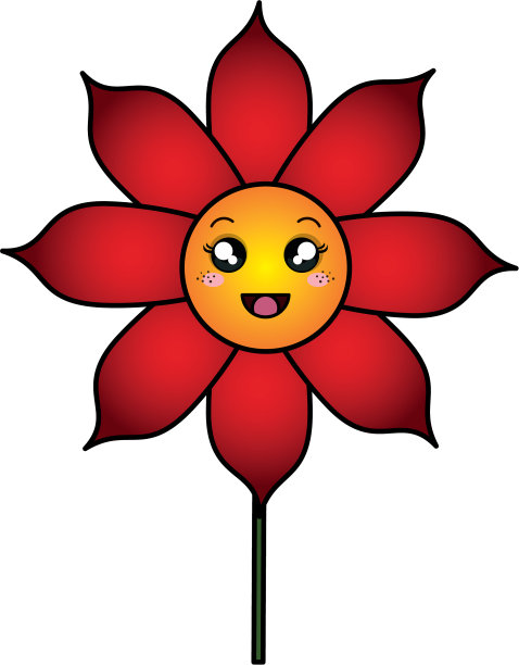 可爱的花朵装饰卡通人物图片下载