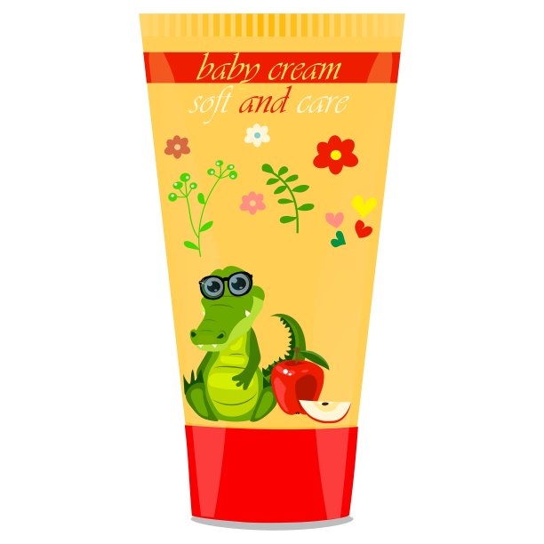 婴儿乳霜管与儿童设计图片下载