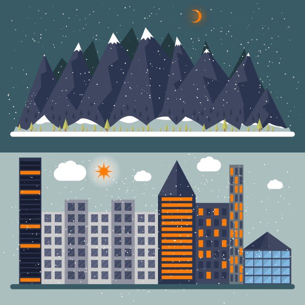 带有城市色彩的平面设计图片下载