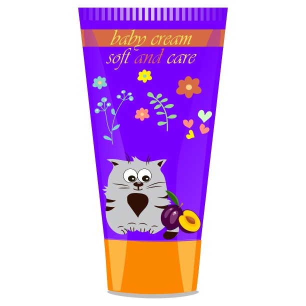 婴儿乳霜管与儿童设计图片下载