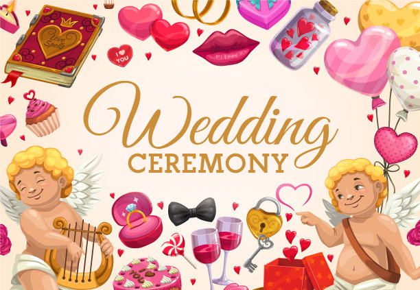 婚礼请柬是丘比特的爱情标志图片下载