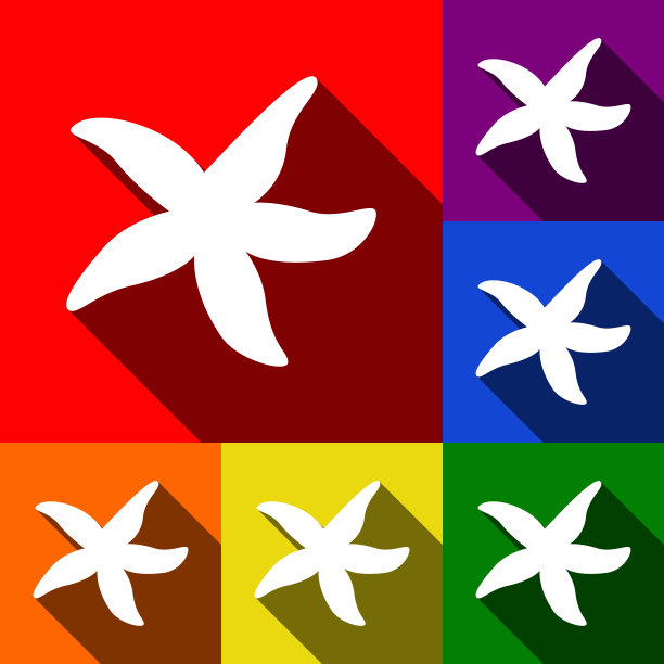 海星标志与平的图标集图片下载