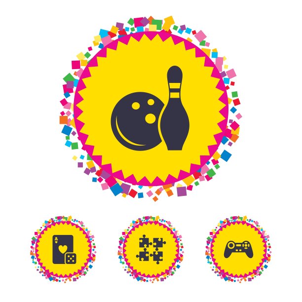 保龄球和赌场标志电子游戏操纵杆图片下载