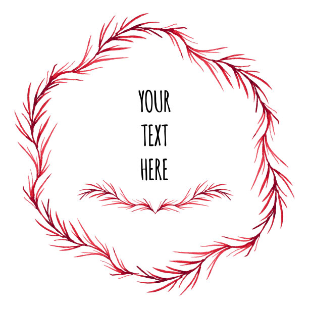 水彩分支框架的文本和设计图片下载