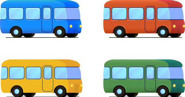 卡通巴士图标设置彩色汽车图片下载