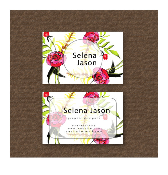 水彩花卉参观卡模板图片下载