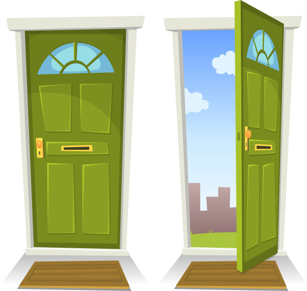 卡通绿门开着关着图片下载