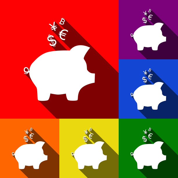 用小猪储蓄罐签货币套图片下载