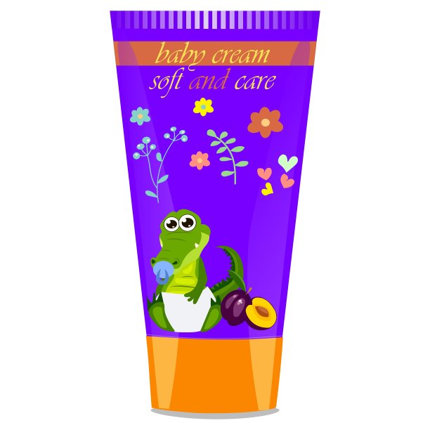 婴儿乳霜管与儿童设计图片下载