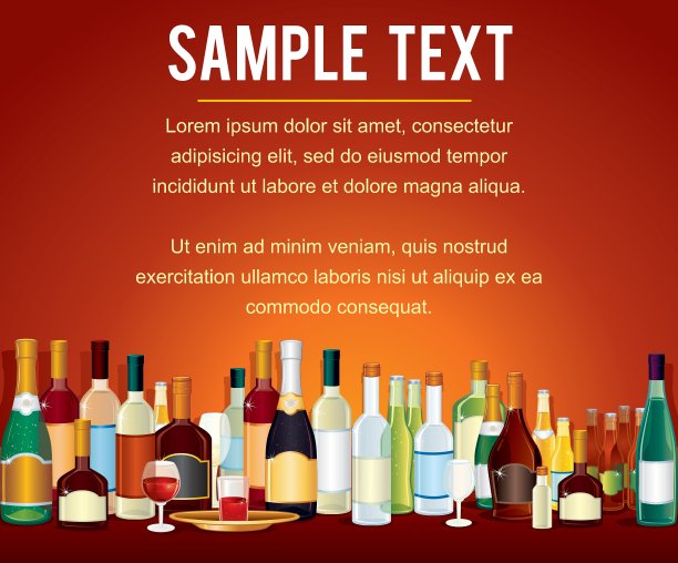 酒吧柜台里的各种酒瓶图片下载