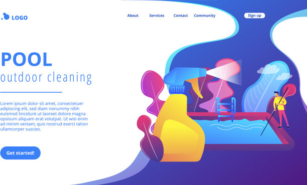 游泳池和室外清洁概念登陆页面图片下载