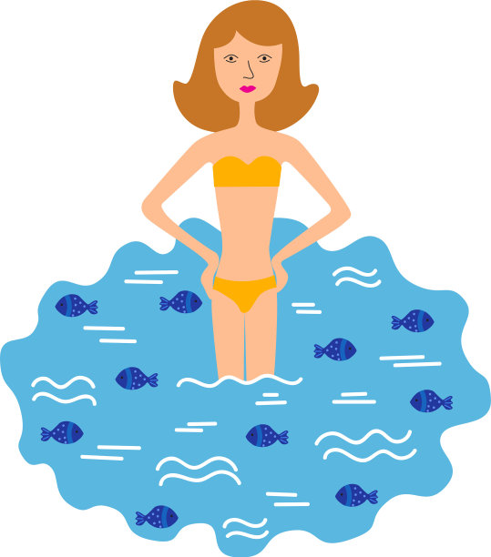 女孩待在大海里还是和鱼儿在一起图片下载