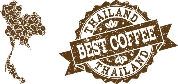 泰国的马赛克地图与咖啡豆和图片下载