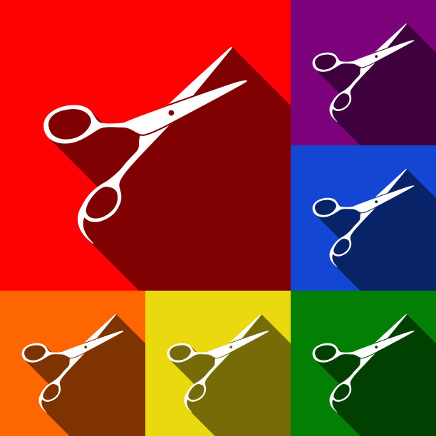 理发剪刀标志一套图标图片下载