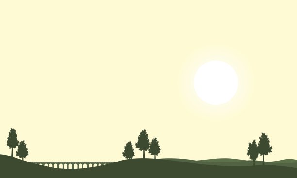 山丘背景上的桥的剪影图片下载