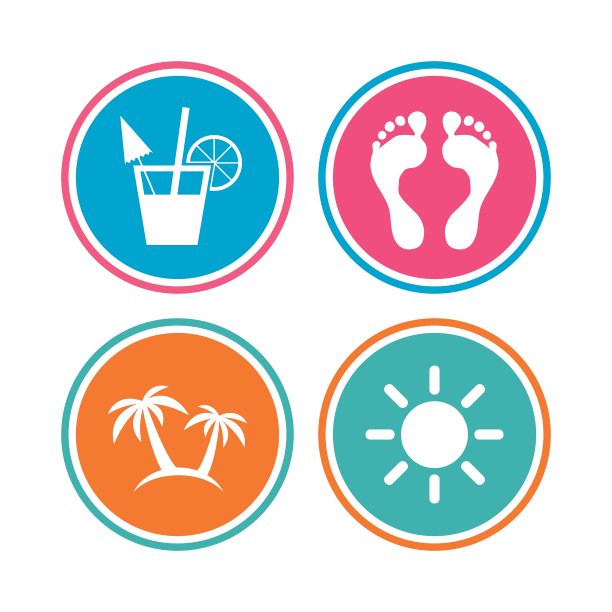 海滩假日标志鸡尾酒人类足迹图片下载