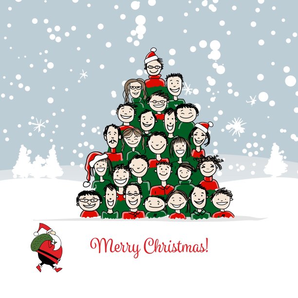 圣诞贺卡搞笑人树为您设计图片下载