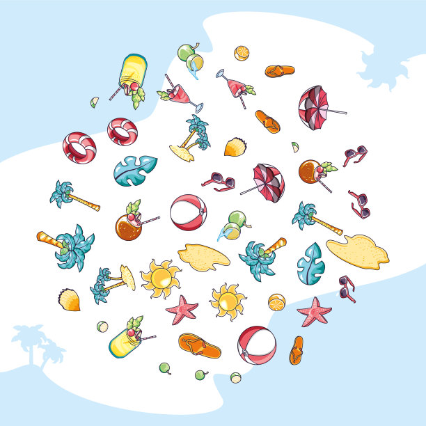 夏季海报与设定图标假期图片下载