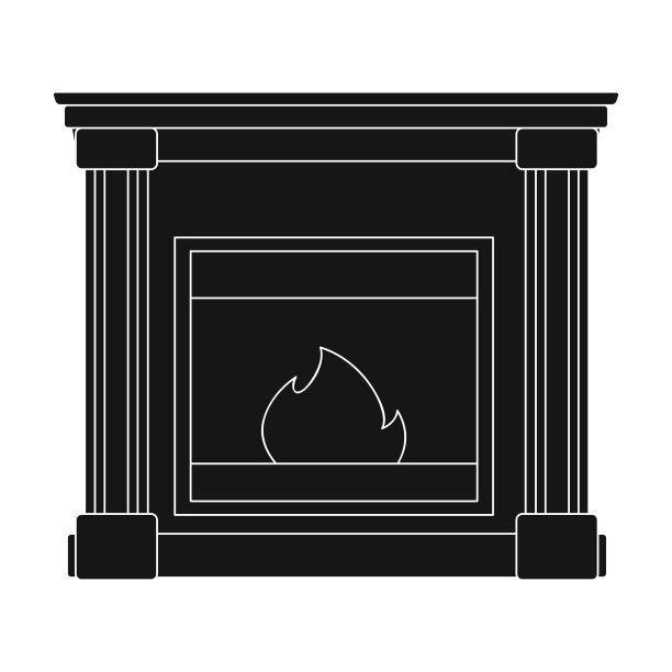 火温暖舒适壁炉单图标图片下载