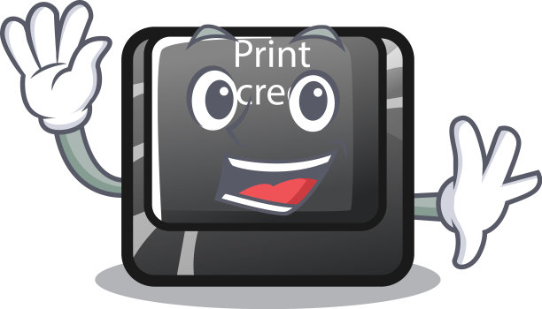 舞动的按钮印在屏幕上的吉祥物图片下载